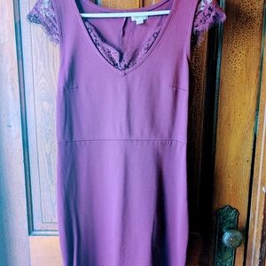 Decree Medium Thick Stretchy Lace Cap Sleeve Mini Dress Burgundy EUC